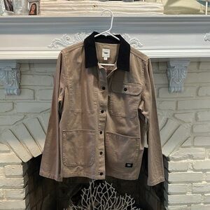 Tan Jacket with Black Collar
